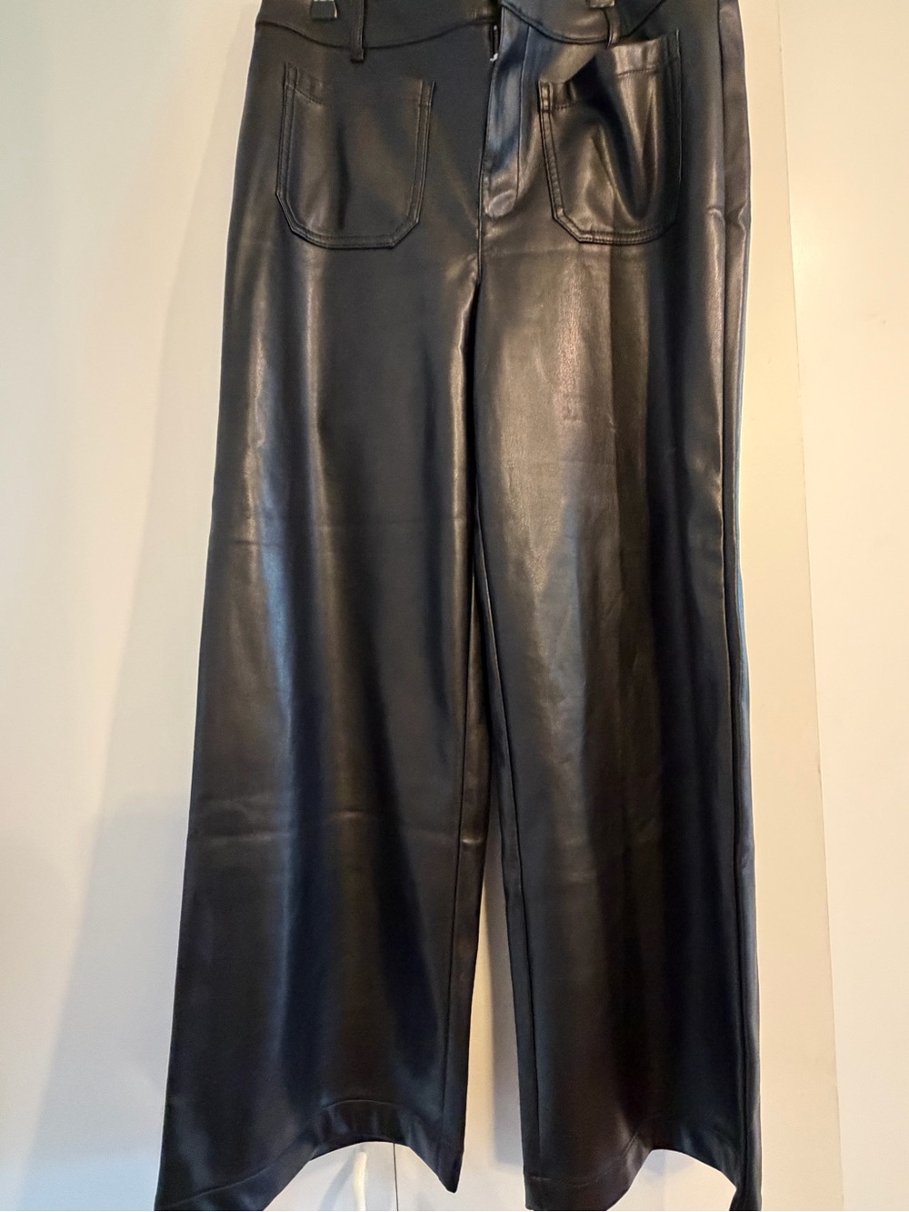 Loft Black Faux Leather Wide-Leg Jeans